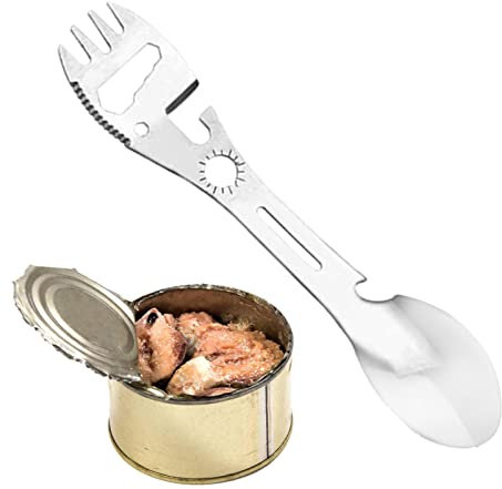 Posate da campeggio 10 in 1, in acciaio inox, cucchiaio, forchetta, coltelli, forchetta, coltelli, forchetta, forchetta, 10 in 1, in acciaio inox, per viaggi all'aperto, picnic, multiutensile di