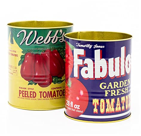 Carousel Home Juego de 2 réplicas decorativas de latas de comida | 2 piezas réplica de metal retro de tomate estañado | Latas de metal de estilo vintage para exhibición de alimentos