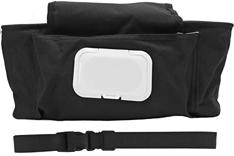 ANKROYU Praktische Aufbewahrungstasche Für Kinderwagen, Strapazierfähiges Oxford Gewebe, Verstellbare Schnalle, Kinderwagentasche Mit Mehreren Taschen, Geeignet Für Unterwegs(Schwarz)