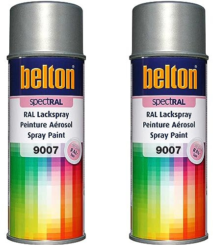 belton spectRAL Lackspray RAL 9007 graualuminium, seidenmatt, 400 ml - Profi-Qualität (Packung mit 2)