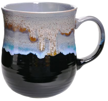 hengshukeji 600ml Large Ceramic Coffee Mug with Handle，Handmade Kiln Change Glaze Tea Cup Novelty Coffee Mug for Coffee, Tea, Milk or Other Liquid (Kiln Transformation Becher A)