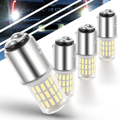12 Volt Brake Lights 1157 2057 2357 7528 BAY15D P21/5W 6000K Bright White LED Bulbs Replacement for RV Car Camper Trailer Tail Brake Stop Daytime Running(DRL)Back-Up Reverse Lights,DC12-24V,4Pack