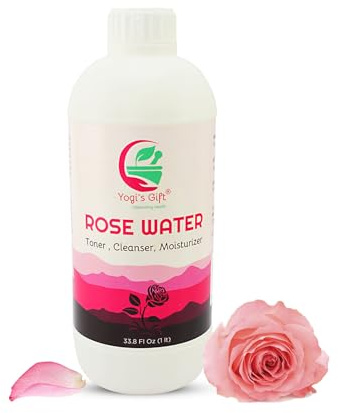 Eau de rose 100% pure 1 litre | pour le visage et les cheveux | Sans alcool et sans colorants artificiels | par Yogi's Gift®