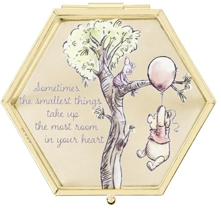 Disney Winnie l'ourson boîte à bijoux doré décorative en verre pour boucles d'oreilles, colliers, bagues VX701022L.PH