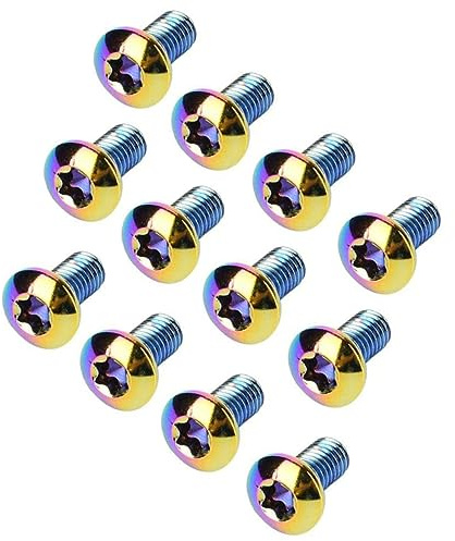 Happyyami Titanium Steel Bike Screws M5x10mm Brake Pad Screws 12pcs Set for Mountain and Road Bicycle Disc Brakes for Cycling Maintenance