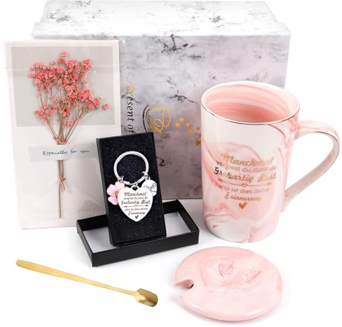 Presentmugg för kvinnor, 400 ml, keramik, med lock, originalset för födelsedag, jul, mors dag, alla hjärtans dag
