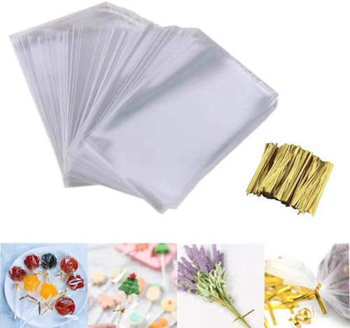 LIANRISES Sachet Plastique Transparent 8x12cm pour Bonbons - 200 Sachets pour Anniversaire
