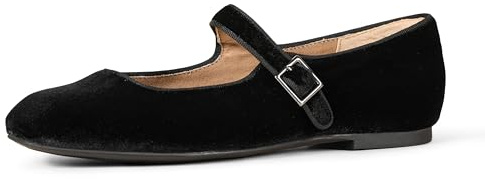 Amazon Essentials Mary Jane Ballerinas für Damen, schwarzer Samt, Größe 38