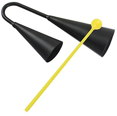 HUIOP Two Tone Metal A-go-go Bell Cowbell Percussion Instrument with Striker,metal agogo