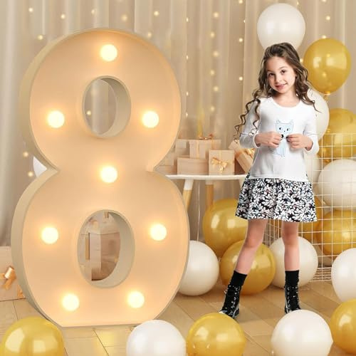 120cm-4ft Giant LED Light Up Numbers 8, Mosaic Marquee Light Up Sign, LED Number Lamps for Valentine's Day Birthday Christmas New Year