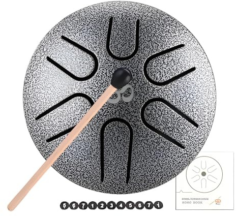 Zungentrommel – 6-Noten-Zungentrommel für Regen, 7,6 cm (3 Zoll) | Tanktrommel-Set, Handpan-Trommel, Percussion-Instrument für Musikerziehung, Anfänger