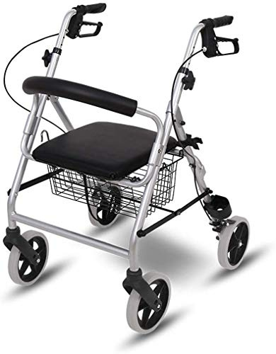 Rollator Walker mit Sitz und Rädern, tragbar für Senioren, Gehhilfen für medizinische Mobilität, Walker mit großem Aufbewahrungskorb, interessant