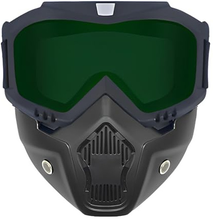 YouXiaor Moto Lunettes Masque Lunettes Moto Lunettes Amovibles Test de Brouillard Chaudes Filtre pour la Bouche Sangle Antidérapante Réglable Fog-Preuve Vent Équitation Lunettes (vert)