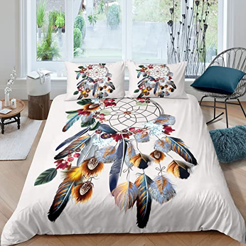 CHCHNXY Bettwäsche 135x200,Weißer Traumfänger Flauschige Weich Microfaser Bettbezug Mit Reißverschluss,Für Kinder Jungen Mädchen Junge Bettwäsche-Sets(1*Kissenbezug 80x80cm