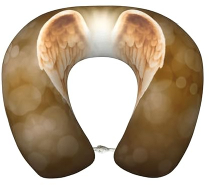 JEJEA Angel Wing print Airplane Pillow for Optimal Relaxation,Lumbar Support Pillow, Great for Air Travel