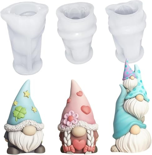 Aizuoni 3 stück Silikonform Ostern Wichtel, Silikonformen Gießformen Ostern, Silikonformen Gießformen Wichtel, Ostern Silikonform Wichtel, Wichtel Frühling,Silikonformen Gießformen - gießformen