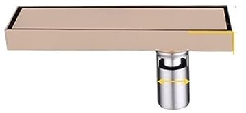 GODFSAHG Duschboden-Verhinderer, Kanalisationswirbel-Abflussabdeckungen, Bodenablauf aus Edelstahl 304 in Roségold, unsichtbarer Fliesen-Badezimmer-Bodenablauf, quadratischer Streifen