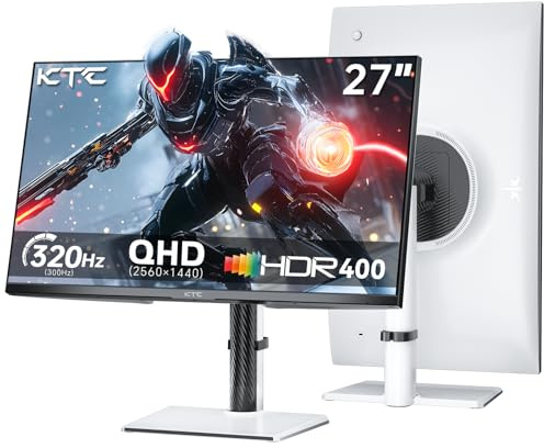 KTC Monitor de juegos QHD blanco de 27 pulgadas 300Hz/320Hz H27E6 | 2K 1440P, IPS rápido, FreeSync adaptativo, HDR400, altura/pivote/giro/inclinación ajustable, DP y HDMI