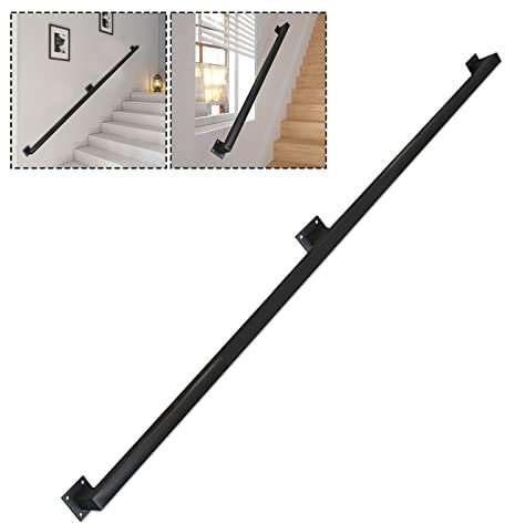 Escabeau en métal noir pour escalier intérieur et extérieur, garde-corps en fer forgé de 360 cm de long avec barre de sécurité