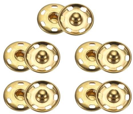QUARKZMAN Corchetes de Presión Metálico, 5 Juego de Botones a Presión para Coser, 19mm Bontones de Metal Redondocierres de Costura para Ropa, Bolsos, Vaquero, Maualidades, Dorado