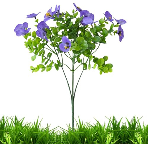 Artificial Pansy Flowers - Artificial Flowers | Outdoors Plants Fake Flower | Flase Grass Shrubs UV Resistant | Realistic Faux Greenery | Garden Decor for Yard, Front Door, Porch, Window Box
