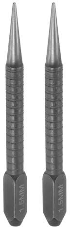 sourcing map 2pcs Center Punch 1.5mm Carbon Steel Non-Slip Nail Setter Punch Tapered Alignment Center Hole Pin Tool for Plastic Metal Wood Scribe Marking