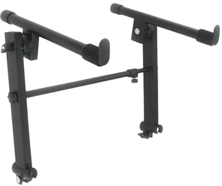 Folpus 2-stufiger Keyboardständer-Aufsatz, tragbares E-Piano-Rack aus, doppelstrebig, universelles Musikinstrumentenzubehör