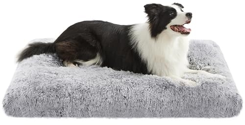Feandrea Cuccia per Cani, Tappetino per Animali di Peluche Morbida, 105 x 68 cm, Imbottitura Soffice, Lavabile, Cuscino per Cani Multiuso, Grigio Ombré PGW206GA01