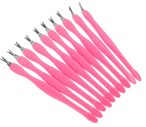 SMASOLO Fourche à Couper Cuticules Et Enlever Peaux Mortes 10 Pièces Acier Inoxydable Rose Outils Manucure Pédicure Professionnel Usage Domestique Exfoliant Cuticules