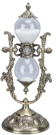 Saluaqui Temporizador de en Relieve Antigua con Soporte - Temporizador de Reloj de Vintage de 15 Minutos para la Decoración de la Oficina y el Estante en Acabado de Bronce (Bronce Verde)