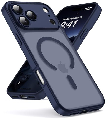 Oududianzi-Cover per iPhone 17 Pro Compatibile con MagSafe, Custodia Traslucida Posteriore PC Silicone TPU Bumper, Protezione Della Fotocamera, Cover Militare Antiurto Anti-Impronte-Navyblue