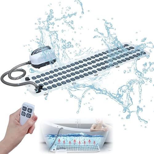 Massage Bath Mat Pro - 9-Level Hydrotherapy System with 360° Airflow Pillow & Wireless Remote, Non-Slip Bubble Spa Mat for Arthritis Relief and Post-Workout Recovery