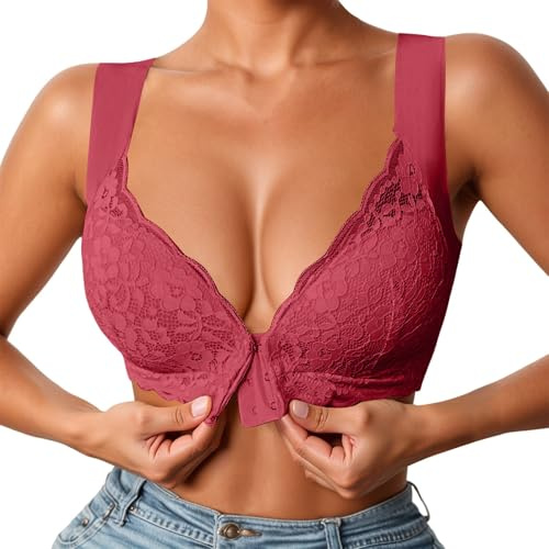 POIUIYQA Sujetadores Mujer Push Up Tallas Grandes Cómodo Encaje Sexy Sujetador Delantero Abierto Bralette sin anillo de acero Chica Dama Chaleco Yoga Fitness Top Mujeres
