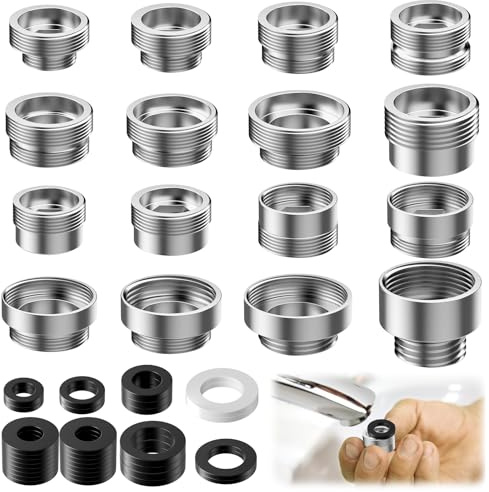 16 Stk Wasserhahn Adapter Mit Gewinde,M22 Wasseranschluss Adapter,Wasserhahn Gewindeadapter Aufsatz,Außengewinde Doppelnippel Wasserhahnadapter Kit Für Küche,Gartenschlauch,Wasserhahns Strahlregler