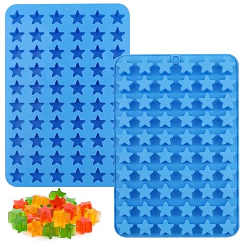 YXHZVON Sterne Silikonform, 2 Stück Quadratische Schokoladenformen 60 Cavity, Mini Eiswürfelform, Gummibärchen Form ür Schokolade, Süßigkeiten, Eiswürfel, Karamell