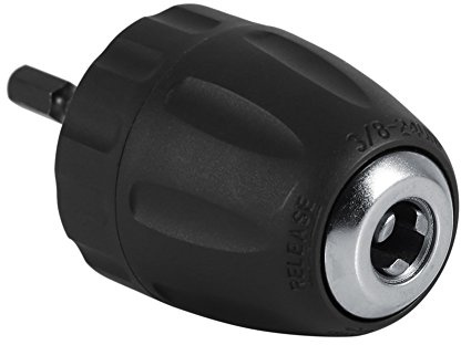 Delaman Drill Chuck Adapter, Keyless Drill Chuck Converter 0.8-10mm 3/8''-24UNF + 1/4'' Hex Shank Adaptor Impact Driver