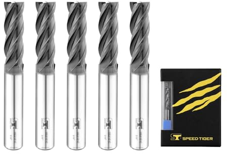 SPEED TIGER Micrograin Carbide Square End Mill - 4 Flute - ISE3/16 4T (5 Pieces, 3/16) - for Milling Alloy Steels, Hardened Steel, Metal & More – Mill Bits Sets for DIYers & Professionals
