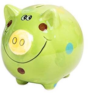 JYPHM Keramik-Sparschwein für Kinder, Jungen und Mädchen - Einzigartiges Geschenk, Kinderzimmer Dekoration, Andenken - Grünes Porzellan 12x12x10cm (5x5x4inch)