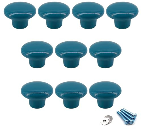 Flomore Bleu Poignées et Boutons de tiroir ceramique poignée de Meuble Porte Bouton pour la Chambre des Enfants Pack de 10 (Vient avec des vis)