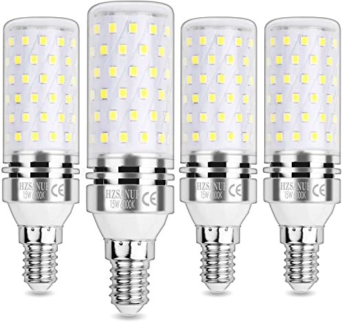 HZSANUE E14 LED Mais Lampen 15W, 6000K Tageslichtweiß, 1700Lm,Kleine Edison Schraube Kerze Leuchtmittel, 120W Glühlampen Äquivalent,Nicht Dimmbar, 4er-Pack