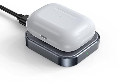 Chargeur sans fil pour Airpod, conçu pour Airpods 4 (ANC)/3e/2e génération, pour AirPod Pro 3 (2025)/2e génération, écouteurs sans fil, fins et compacts pour voyage, bureau à domicile, (gris)