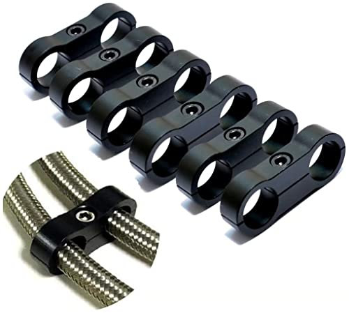 10AN Black Aluminum Clamp-AN10 Hose Separator Fuel Mounting Clamps Great for 5/8 Fuel, Oil, Brake, Water and Gas Line,6Pcs/Pack
