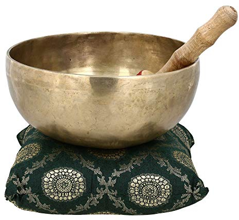 Ajuny Buddhistische Schale Musik Messing Himalaya Klang Heilung Klangschale groß für Meditation lang anhaltend toller Klang 20,32 x 9,5 cm
