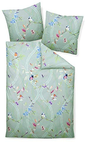 Janine Design Mako-Satin Bettwäsche Moments 98071-06 mineralgrün 1 Bettbezug 155 x 220 cm + 1 Kissenbezug 80 x 80 cm