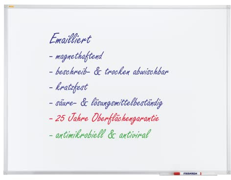 Franken GmbH SC3802 - Schreibtafel X-tra! Line 90 x 60 cm, emailliert und antimikrobiell, mit Aluminiumrahmen, 1 Stück