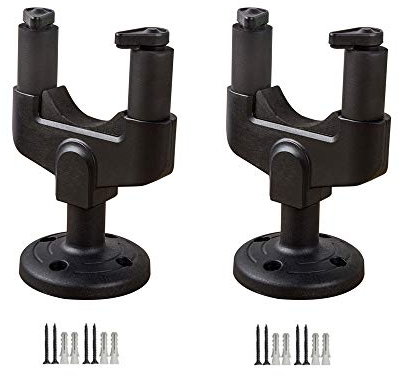 IKAAR 2 Stück Universal Gitarrenhakenhalter für die Wand Gitarrenhalter Wandhalterung mit Auto Lock, für Akustik- und E-Gitarren, Bass und Banjo Schwarz