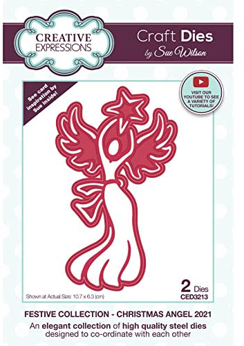 Creative Expressions CED3213 Sue Wilson Stanzform Weihnachtsengel 2021, metall, largest die 10.7 x 6.3 cm