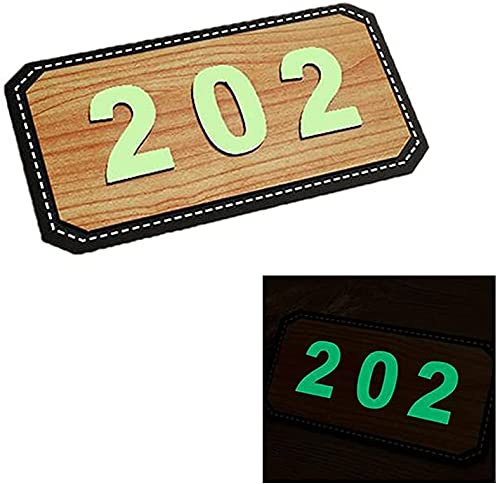 Personalized Luminous Room Number Plaque DIY Glow In The Dark Vintage House Number Door Sign Night Light Glowing Retro Customized Self Adhesive Plate for Home Office Hotel Apartment Dorm Mailbox