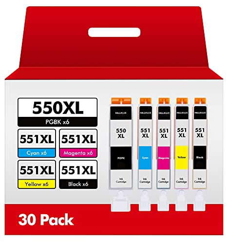 HALLOLUX PGI-550 XL CLI-551 XL Kompatibel für Canon 550 551 Multipack für Pixma MX925 MX920 MG5650 MG5550 MG6650 iP7250 iX6850 iP7200 MG6450 MX725 MG5450 MG7150 MG7500 MG5400 MG6350 (30er-Pack)