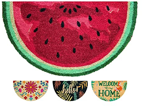 LUA VIKA Fußmatte Kokos halbrund - Wassermelone - 40x70 cm - Fussmatte Aussen und Innen - Fussmatten Haustür - Türmatte Außen - Fußmatten - Kokosmatte Fußmatte